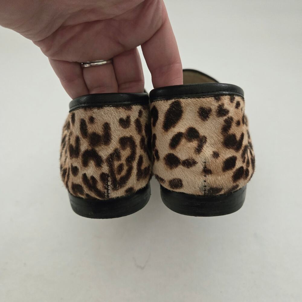 Sam Edelman Lior Leather Calf Hair Leopard Print Bridle Loafers Sz 8.5 Academia - Picture 5 of 11